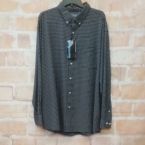 NWT Roundtree & Yorke Size XXL Black and White Plaid Shirt